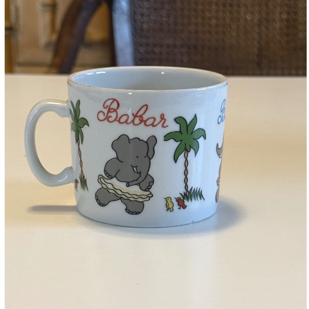 Vintage Louis Lourioux Babar Elephant Porcelain Mug France Ph Deshoulieres Kids